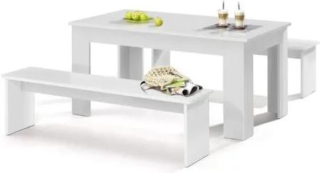 OVN jedálenský set IDN FN930 biela/lamino stôl+2 lavice