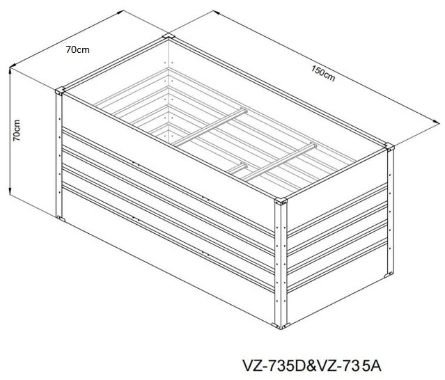 Vyvýšený záhradný záhon BestBerg VZ-735D / 735 l / 150 x 70 x 70 cm / červené drevo