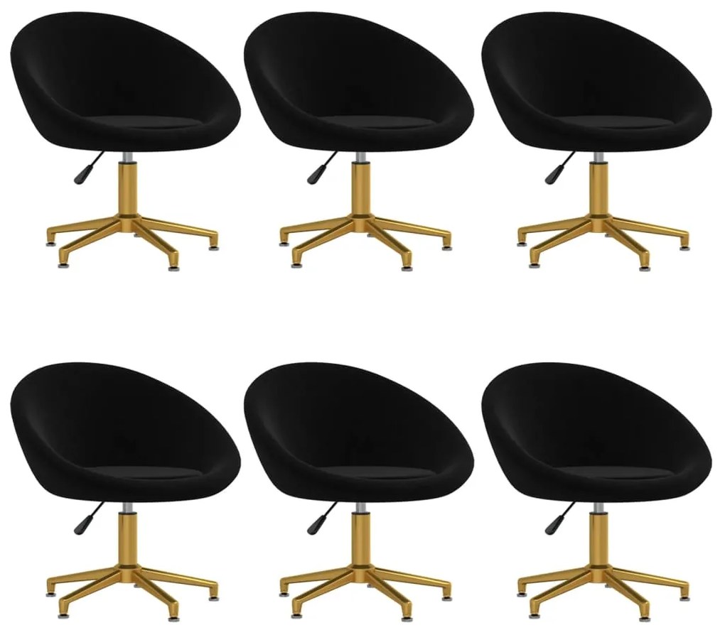 vidaXL Jedálenské stoličky 6 ks, čierne, zamat