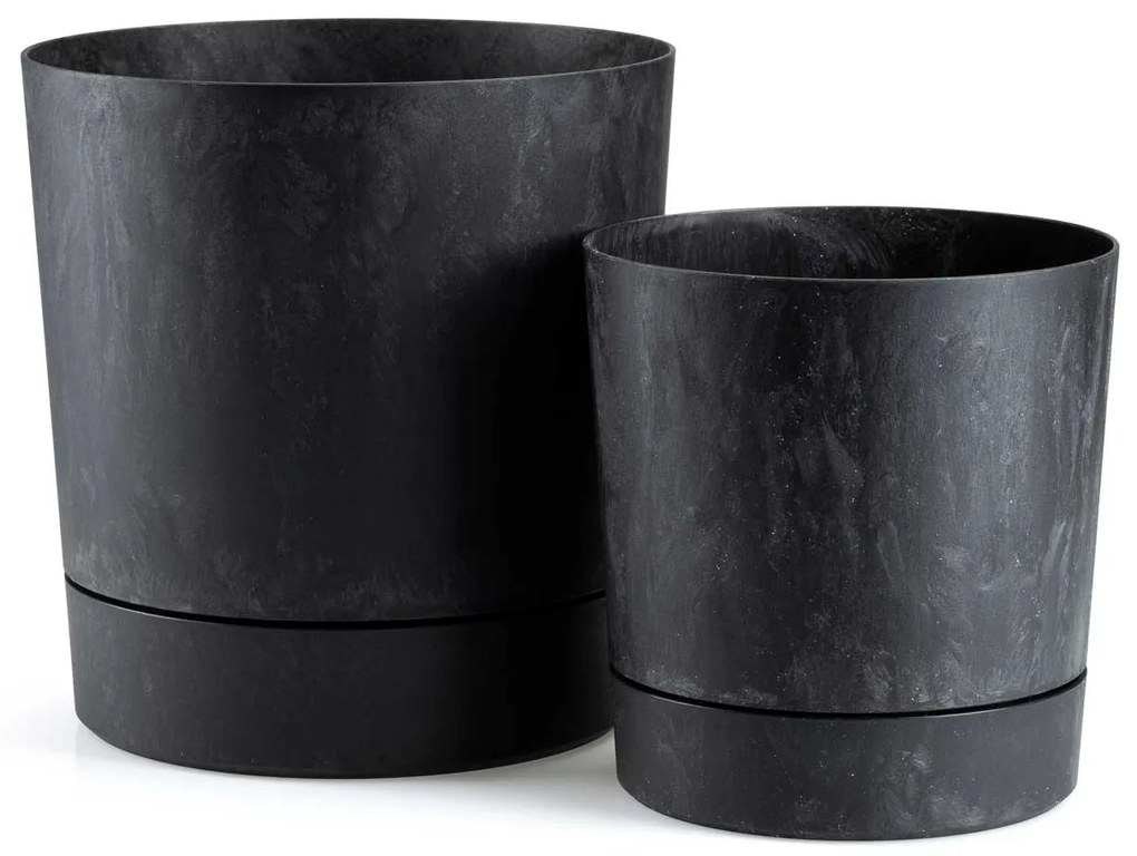 PLASTOVÝ KVETINÁČ AZALEA 22,5X23,5 CM IMITÁCIA BETÓNU ČIERNA