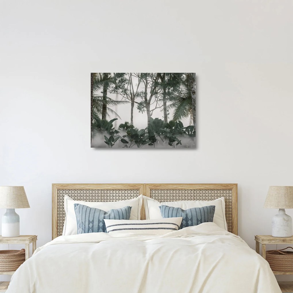 Sklenený obraz - Jungle v rannej hmle (70x50 cm)