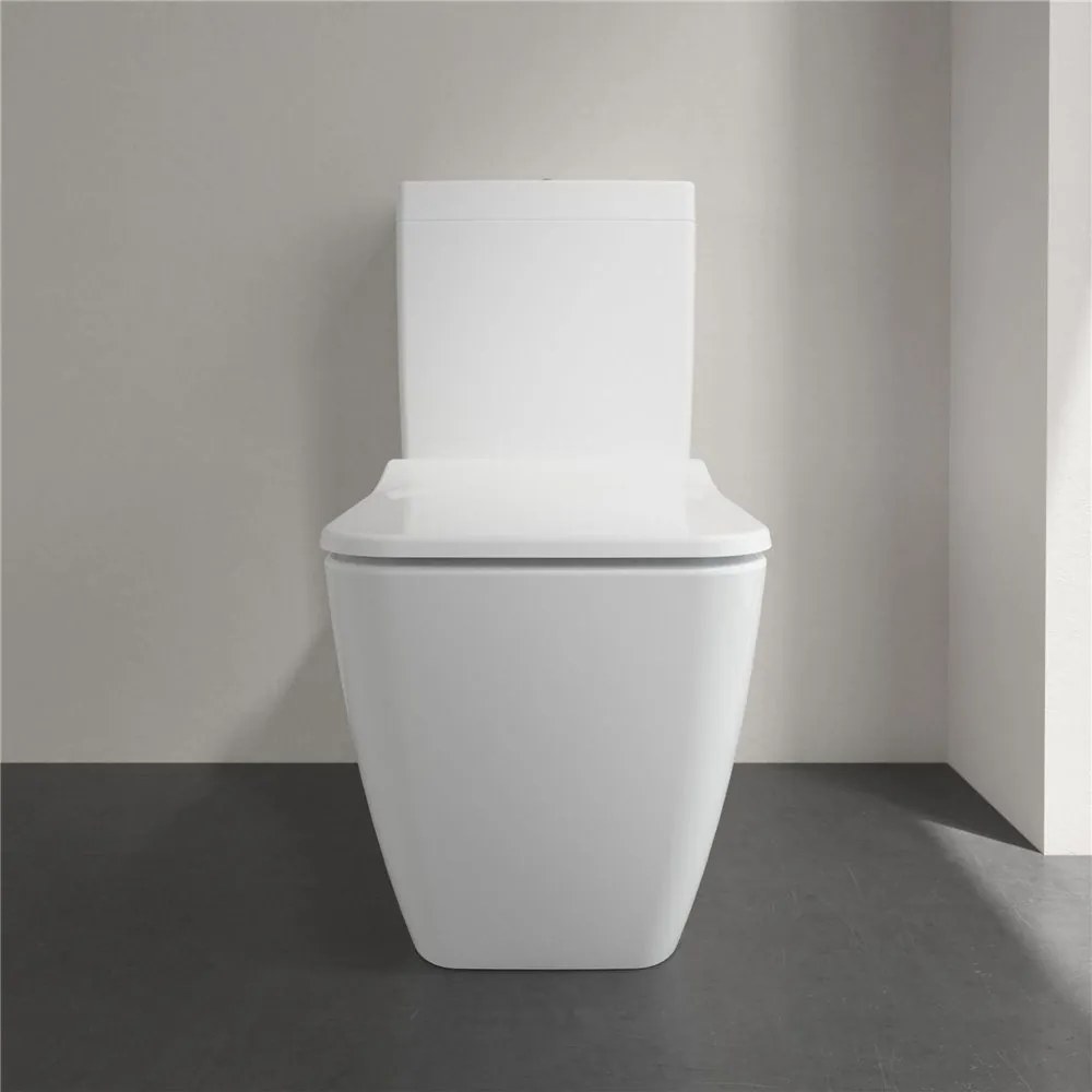 VILLEROY &amp; BOCH Venticello WC misa kombi s hlbokým splachovaním bez vnútorného okraja, zadný odpad, 375 x 700 mm, biela alpská, s povrchom CeramicPlus, 4612R0R1