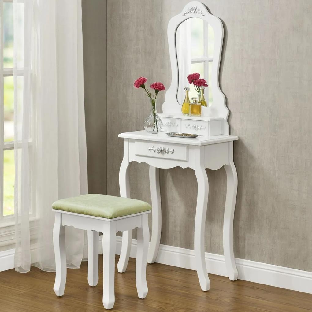 Originálny vintage toaletný stolík so zrkadlom SIMA | biely