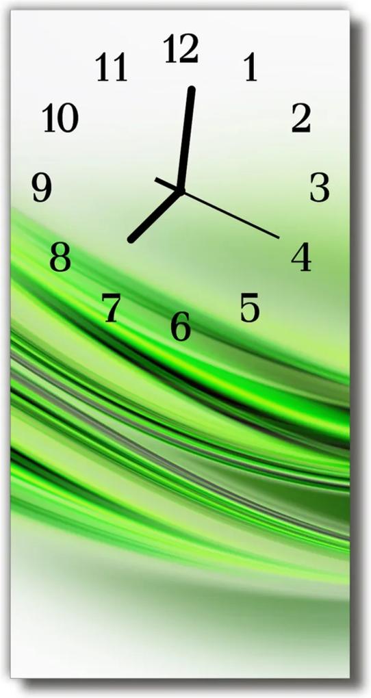 Sklenené hodiny vertikálne  Art Lines grafika zelená