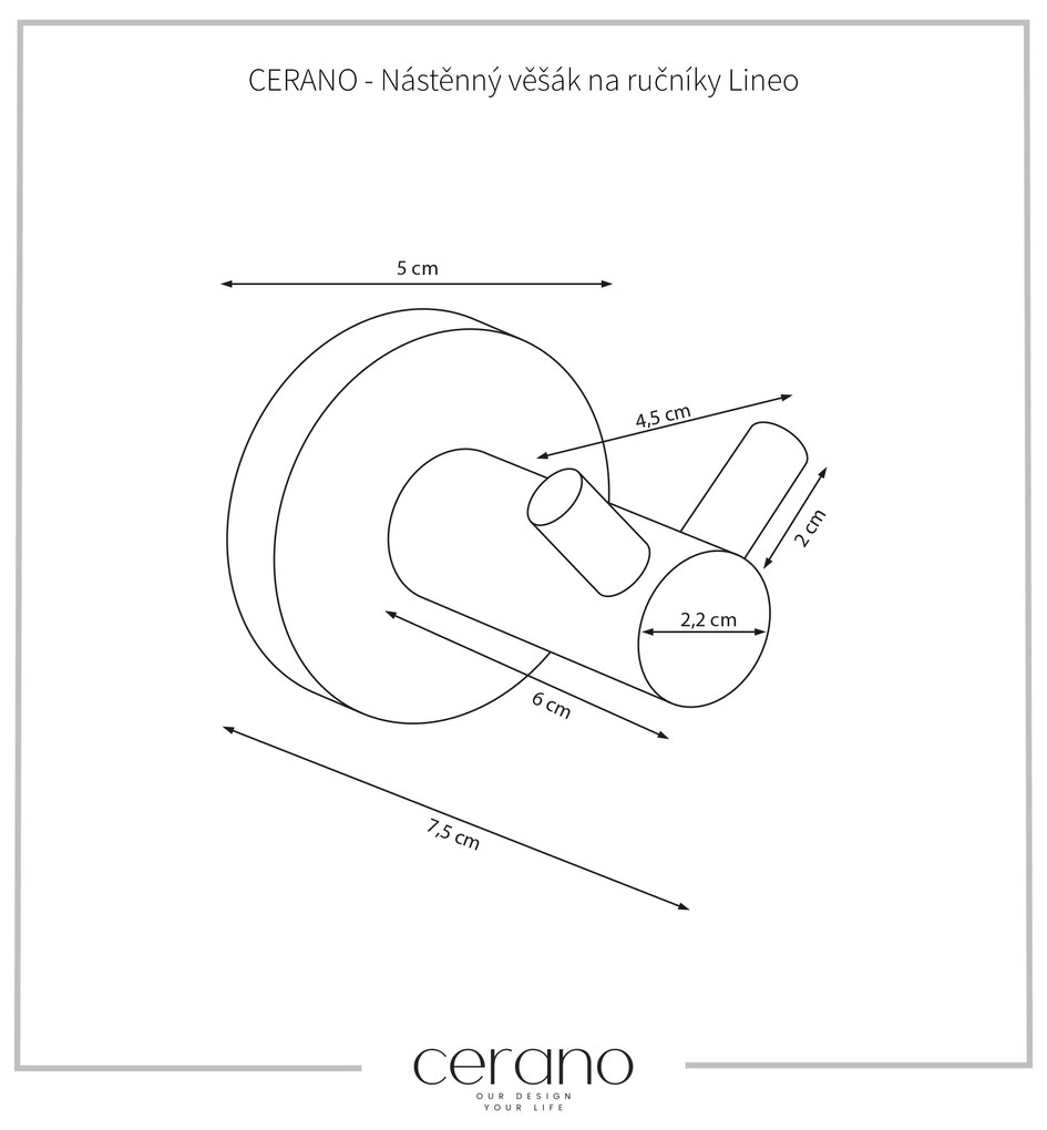 CERANO - Nástenný vešiak na uteráky Lineo - čierna matná, CER-CER-479827