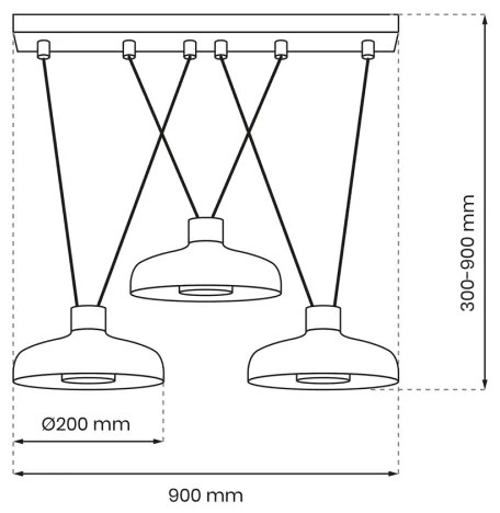 Luster na lanku LINEA 3xGX53/12W/230V čierna