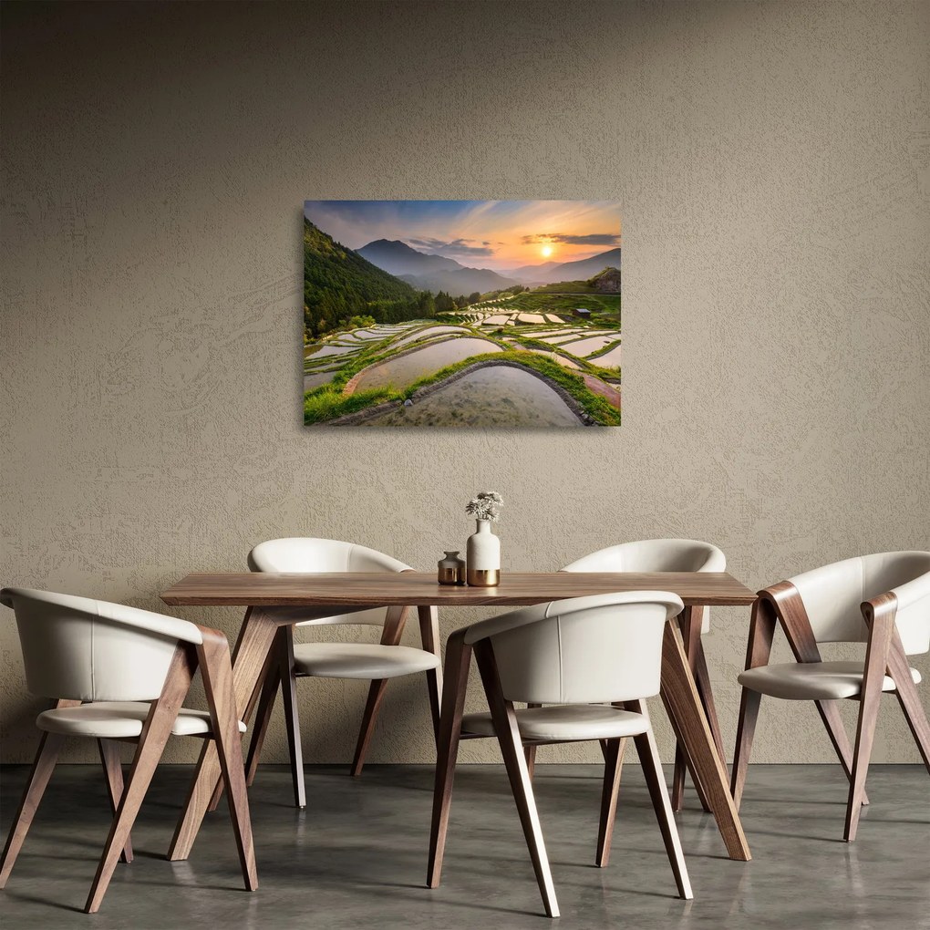 Sklenený obraz - Ryžové terasy (70x50 cm)
