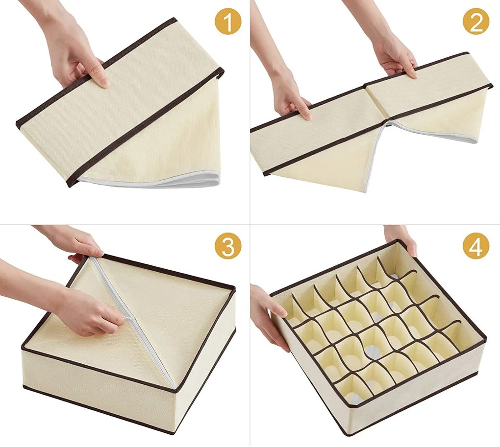 VERK GROUP Organizér na spodnú bielizeň, KIPIT, 12 priehradiek, béžová, 30 x 25 x 10 cm