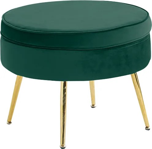 Luxusný taburet, smaragdová Velvet látka/chróm zlatý, Art-deco, NOBLIN TYP 1