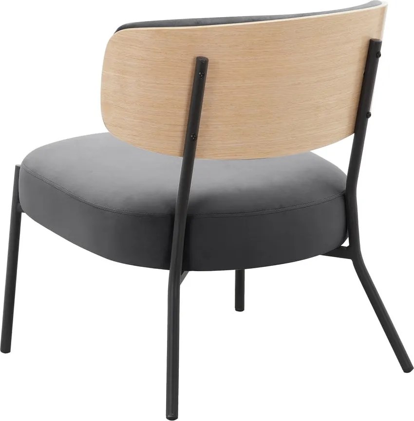 Sivé zamatové kreslo s podnožkou Jerry – Støraa