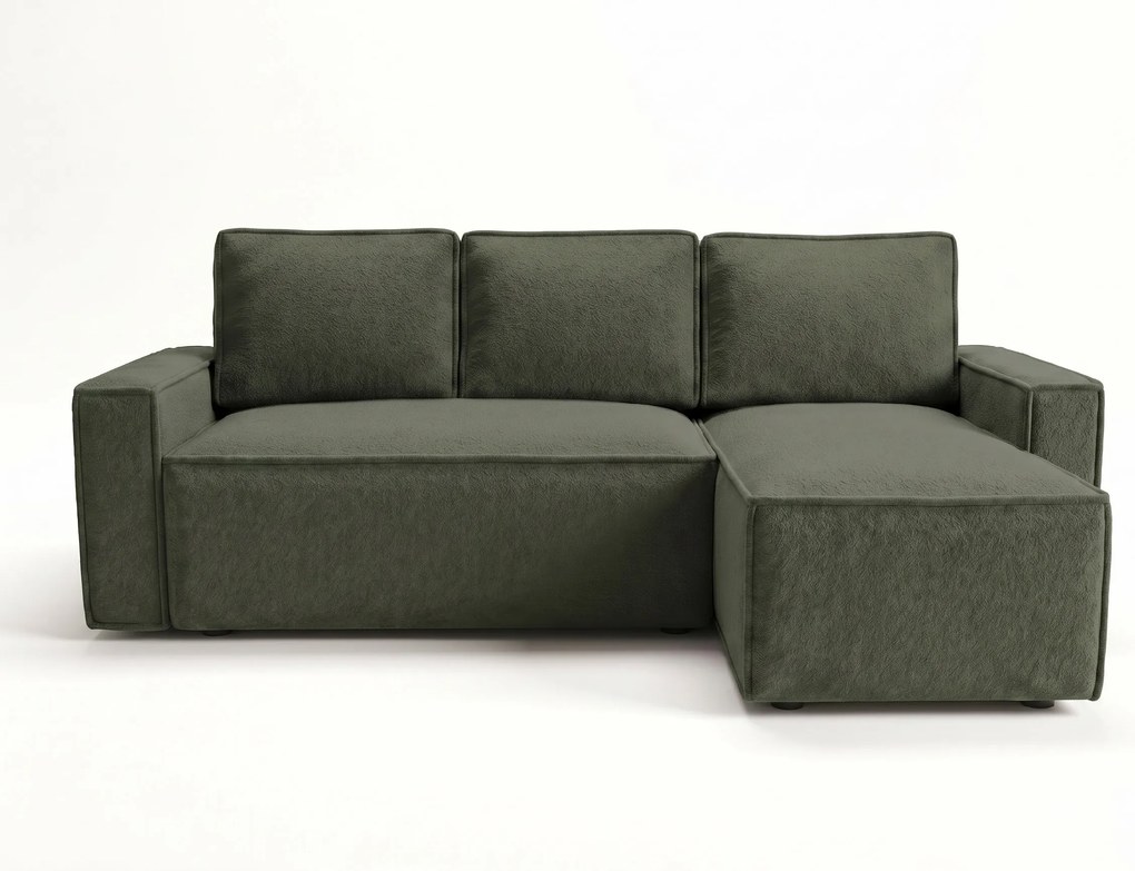 Rozkladacia obojstranná sedacia súprava do L SMART BOUCLE 232x143 cm, tmavozelená