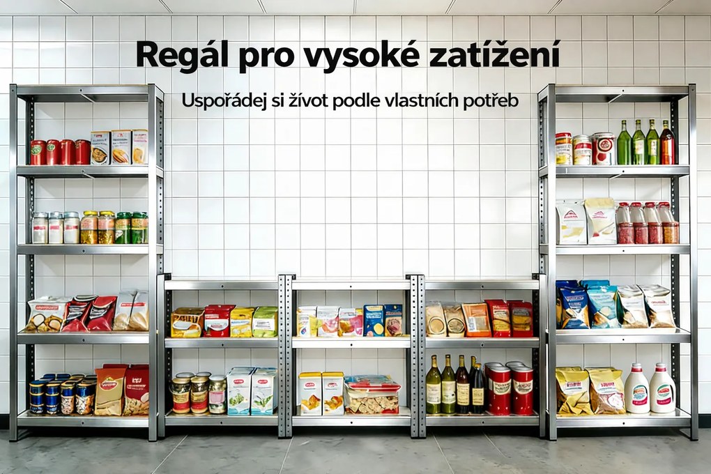 Regál 200x90x40 cm zinkovaný 5-policový, nosnosť 875 kg