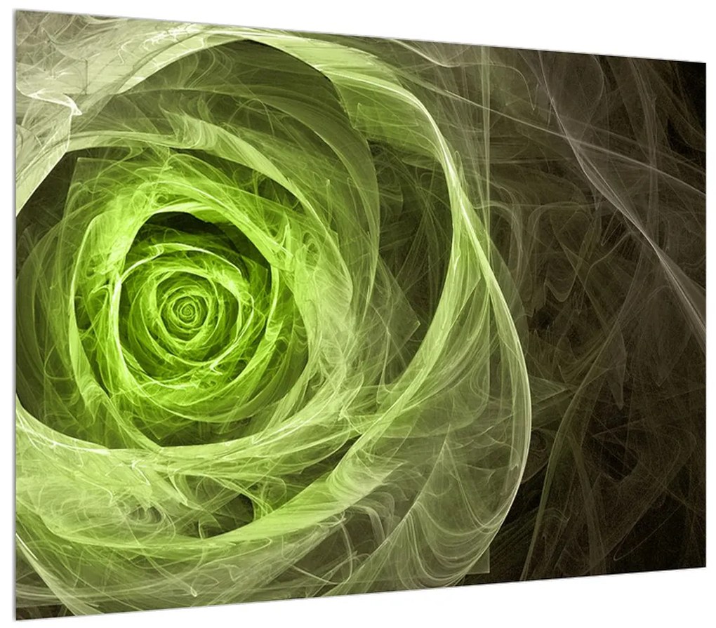 Abstraktný obraz zelenej ruže (70x50 cm)