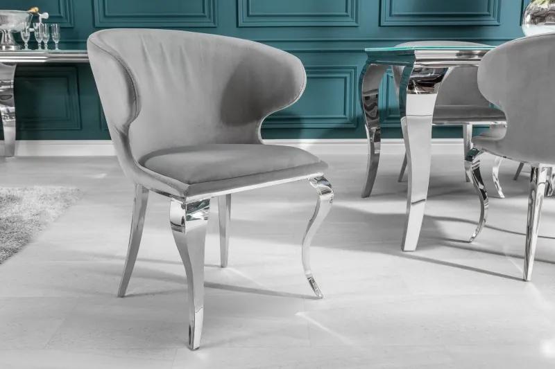 Dizajnová stolička Modern Barock II zamat šedá