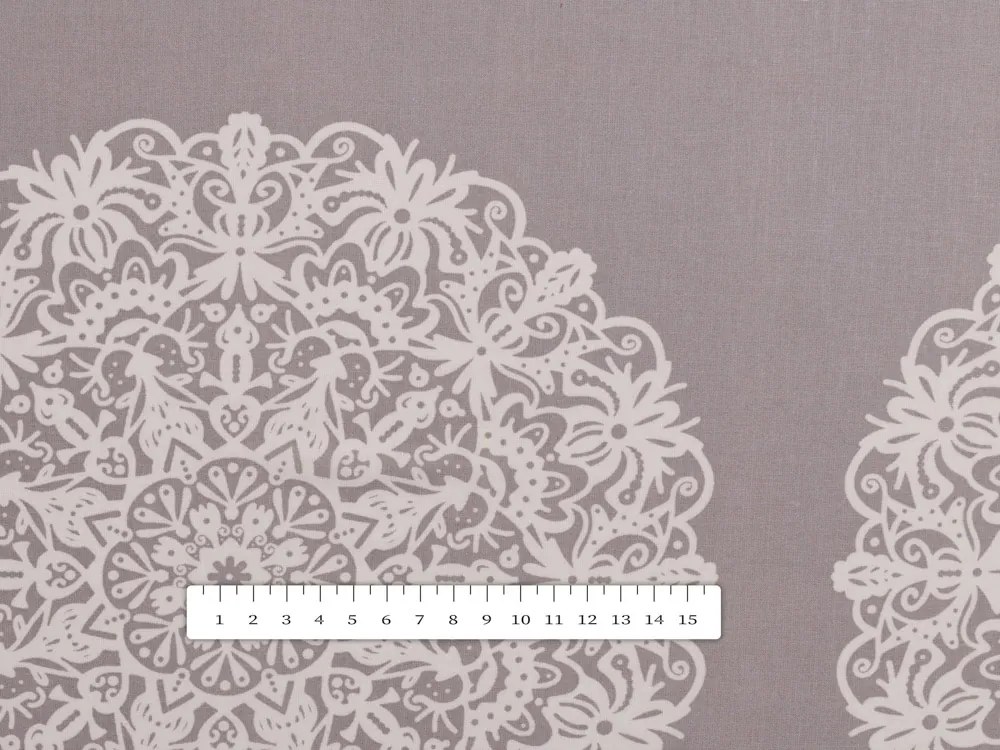 Biante Bavlnená obliečka na vankúš s lemom Sandra SA-547 Krémové mandaly na béžovosivom 50 x 60 cm