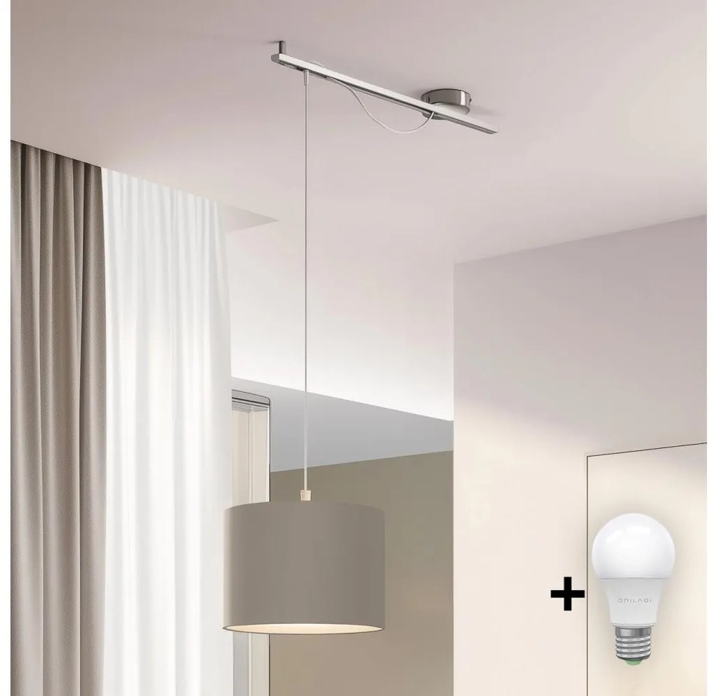 Eglo - LED  Luster na lanku CALCENA 1xE27/60W/230V chróm/taupe EG96795E
