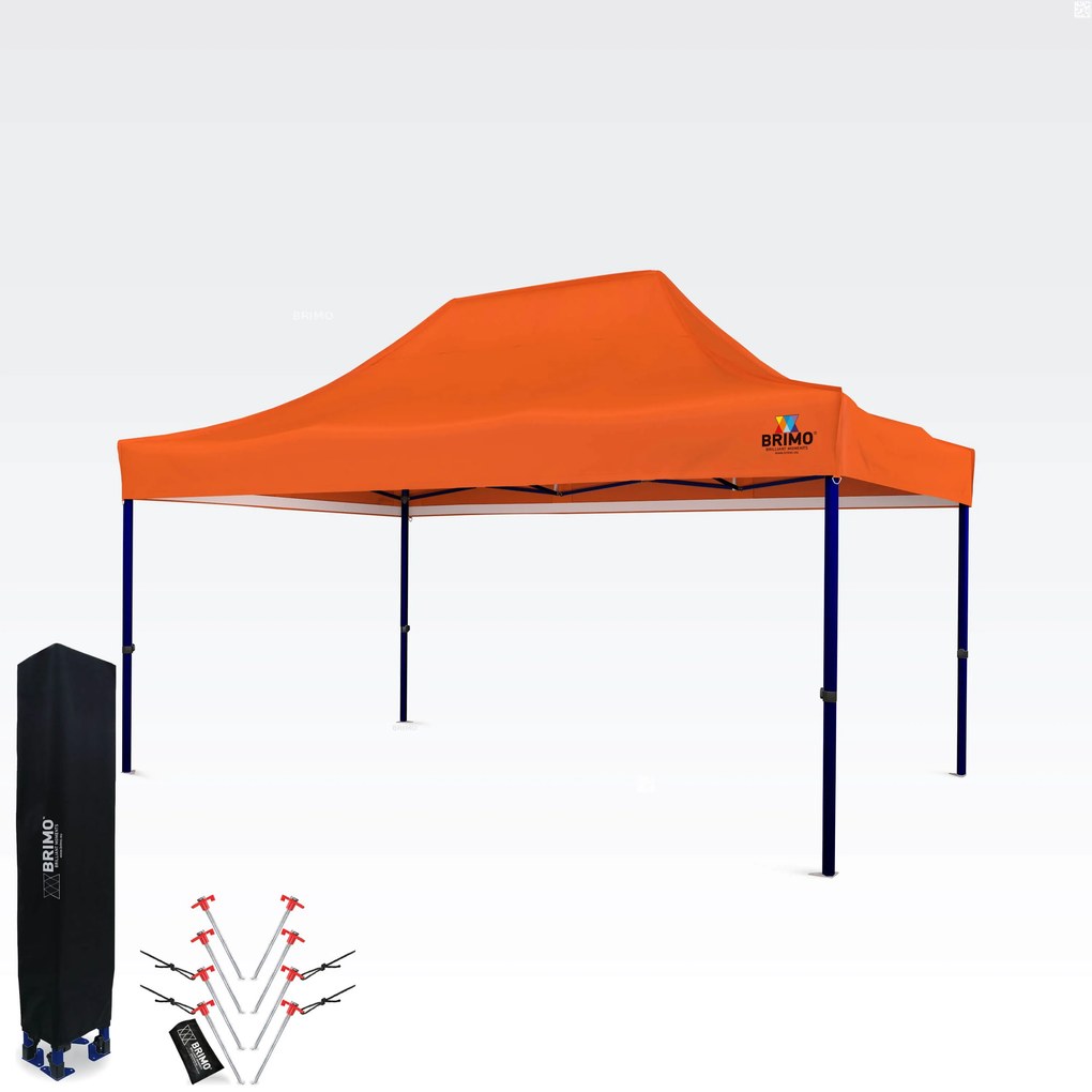 BRIMO Nožnicový párty stan EXCLUSIVE oceľ 3x4,5 m bez stien oranžový