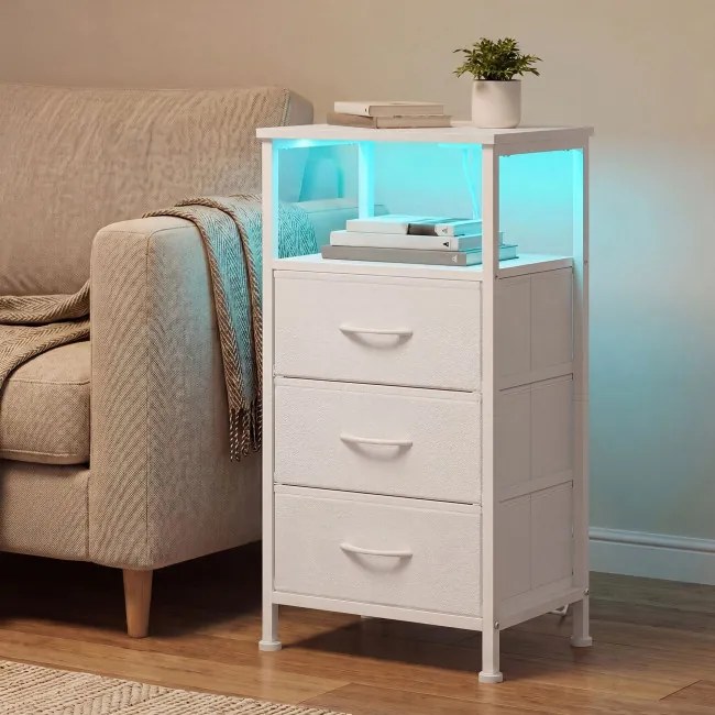 Sada 2 nočných stolíkov s LED osvetlením a nabíjacou stanicou LGSB35203W102