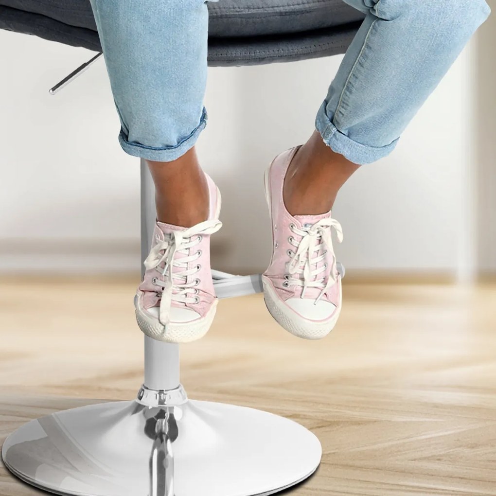 Barová stolička Damar - zamat, chróm rám - tmavo šedá