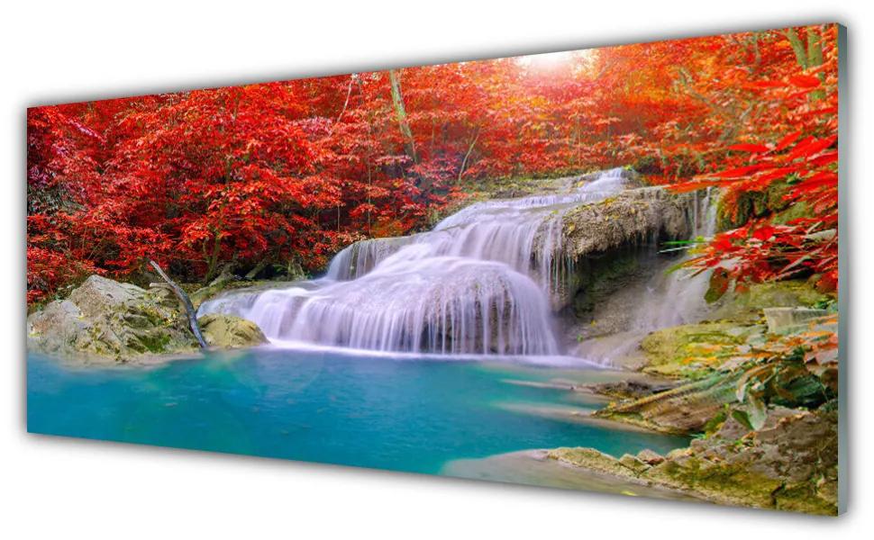 Obraz plexi Jesenné vodopád les 125x50 cm