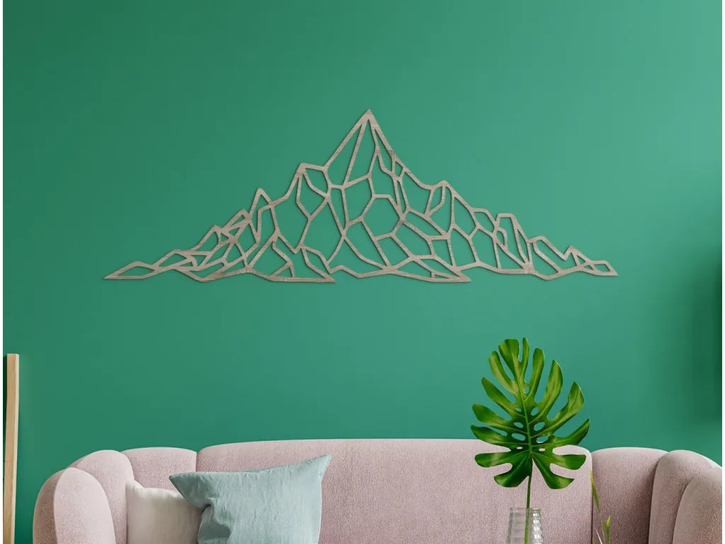 drevko Polygonálny obraz na stenu Panoráma Hôr Rozmer obrazu: 15 x 44,5 cm, Farba dekorácie: Čierna