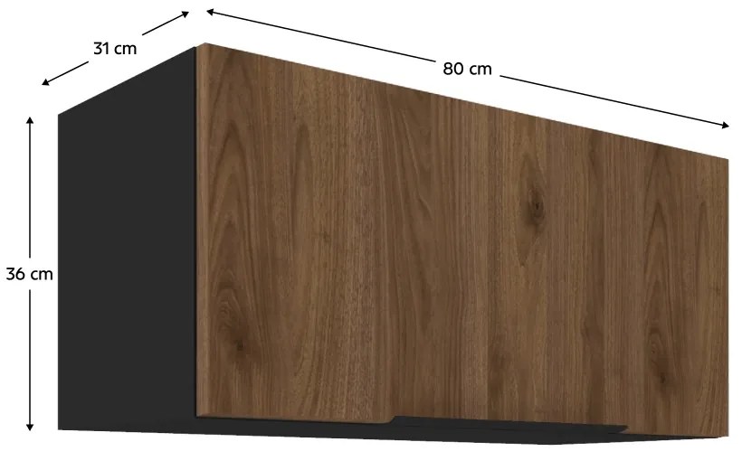 Horná kuchynská skrinka Menzo 80 GU-36 1F - čierna / orech