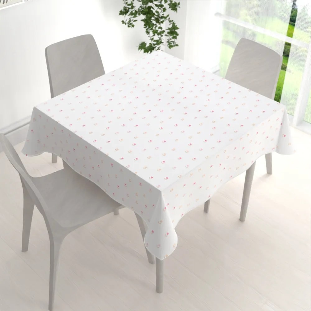 Biante Teflónový štvorcový obrus TF-115 Farebné tulipániky na bielom 80x80 cm