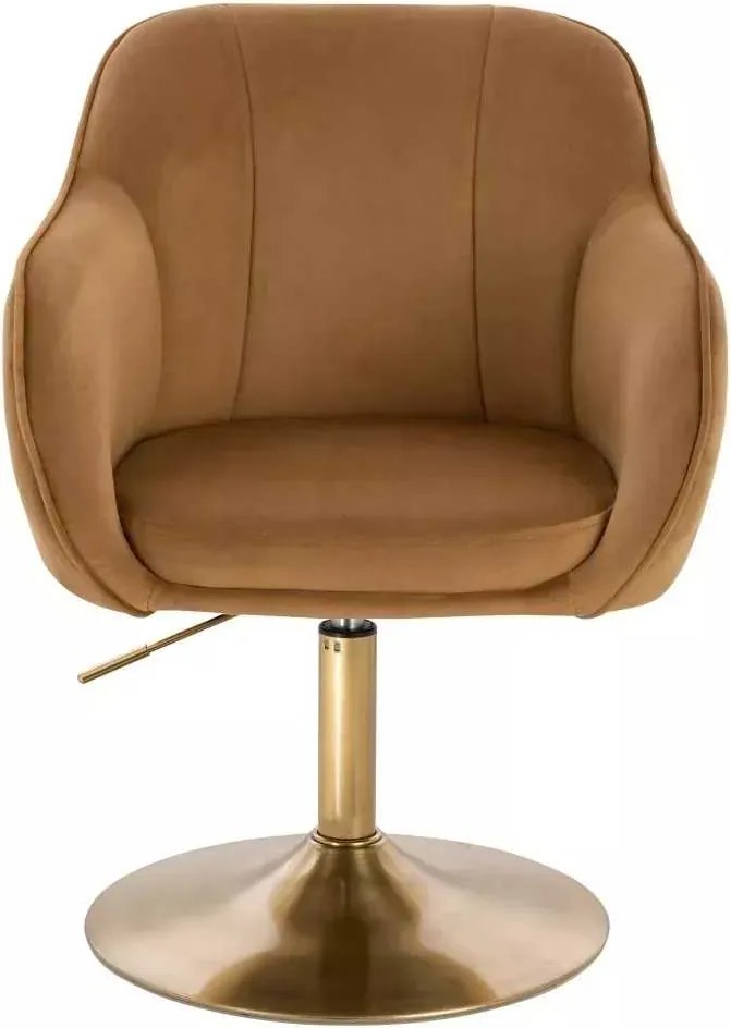 LuxuryForm DESIGN Stolička AVOLA VELUR na zlatom tanieri - medová