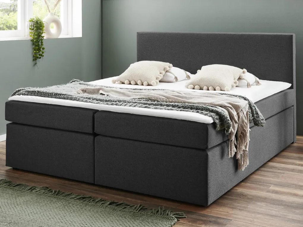 Posteľ boxspring Aston 160x200 cm, antracitovo šedá látka