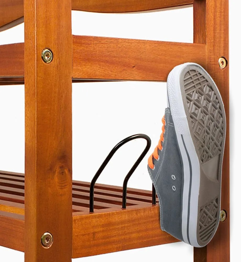 Regál na topánky RUSTIC, 5políc, 75x26x82cm, prírodná hnedá Casaria