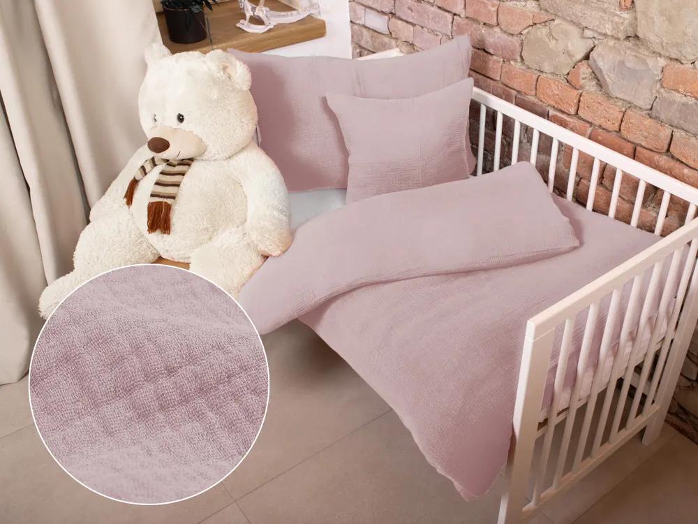 Biante Detské mušelínové posteľné obliečky do postieľky Nature MSN-008 Pastelovo fialkové Do postieľky 100x135 a 40x60 cm