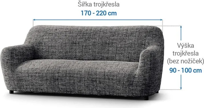 Bielastické poťahy VITTORIA šedá trojkreslo (š. 170 - 220 cm)