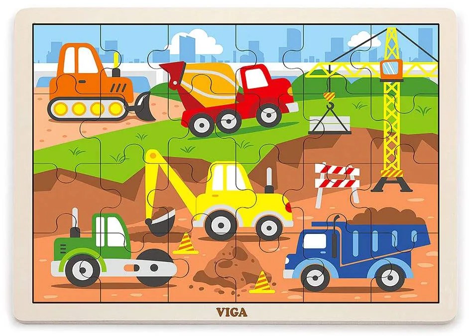 Detské drevené puzzle Viga Stavba