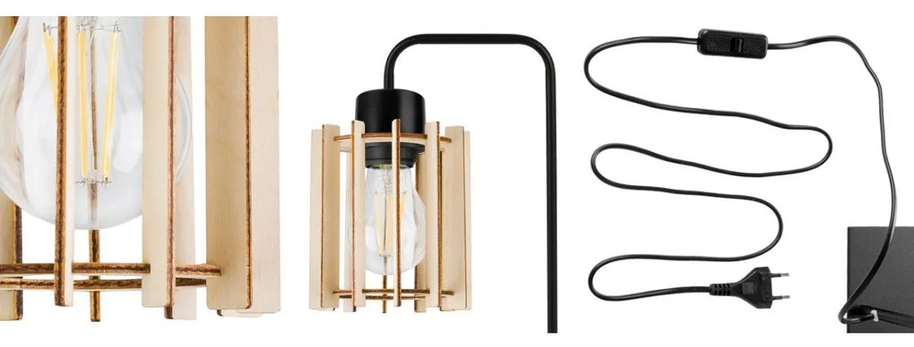 Stolná lampa Timber 7, 1x drevené tienidlo