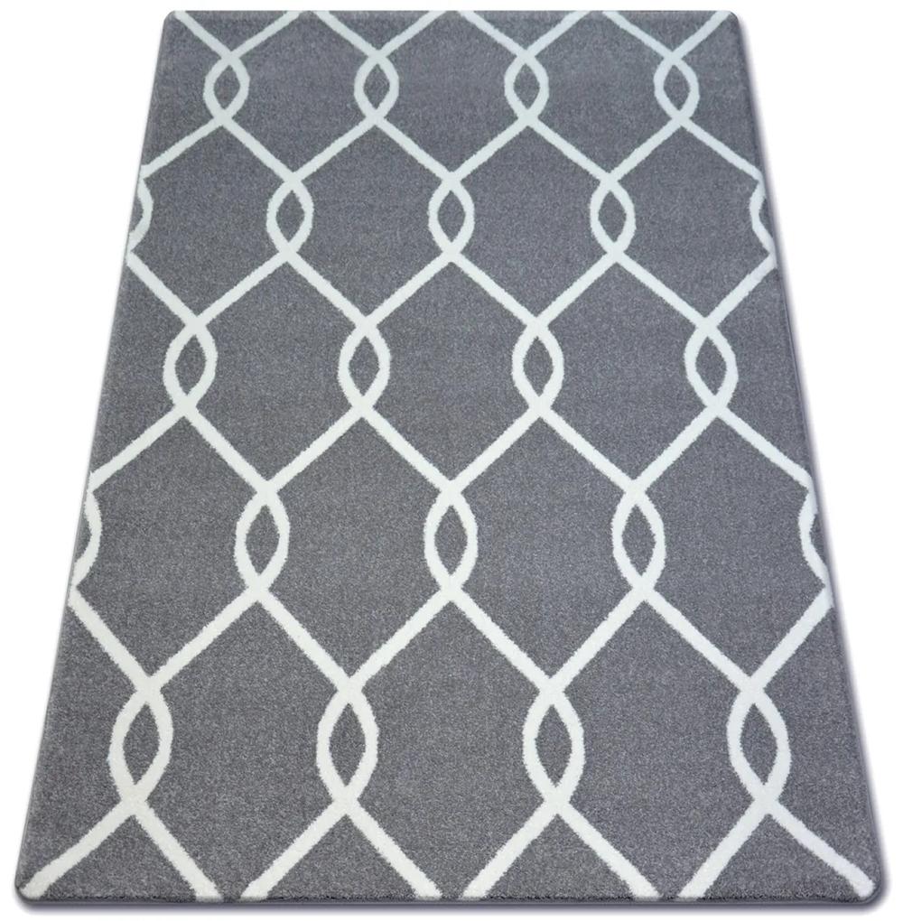 Kusový koberec SKETCH MARK sivý/biely trellis