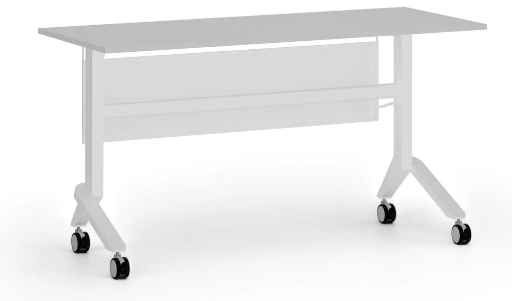 Mobilný stôl PRIMO MOVE, 140x60 cm, biela podnož, sivá