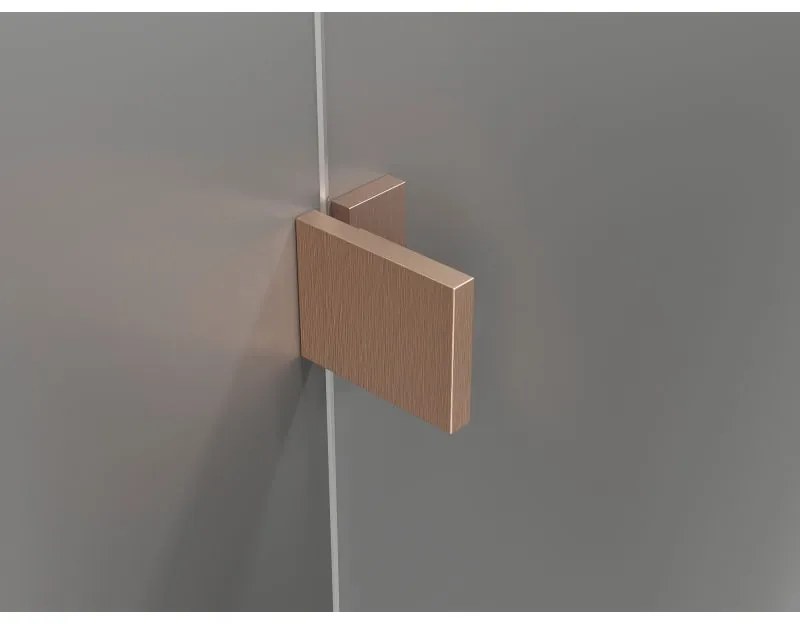 Mexen Lunar L, Otočné ľavé sprchové dvere 120 cm, 8mm číre sklo, medený matný profil, 834SL-120-050-65-00-L