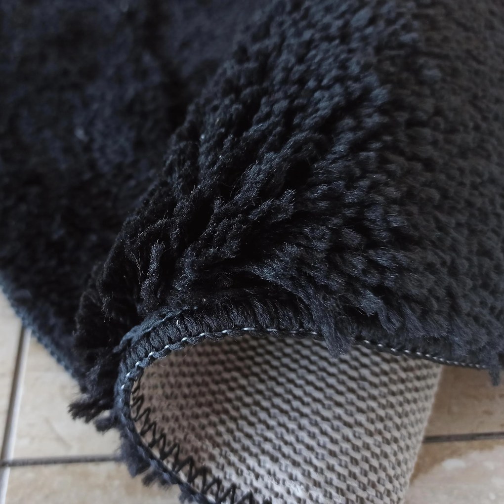 DY Čierny okrúhly shaggy koberec Camel Rozmer: 60 cm