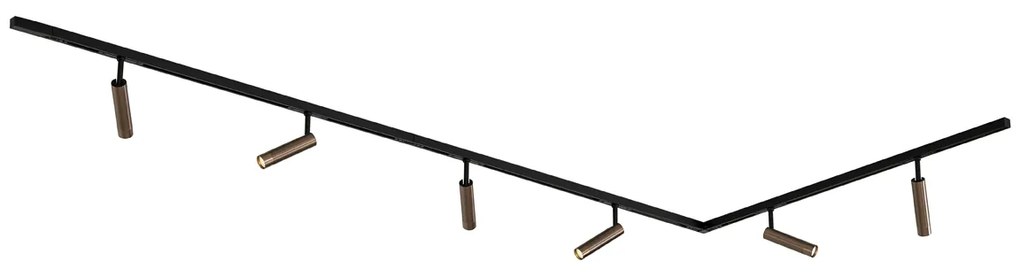 Moderný koľajnicový systém s 6 tmavo bronzovými bodovými svetlami 1-fázový - Slimline Uzzy
