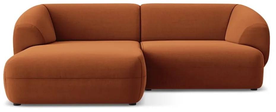 Oranžová zamatová rohová pohovka (ľavý roh) Moana – Makamii