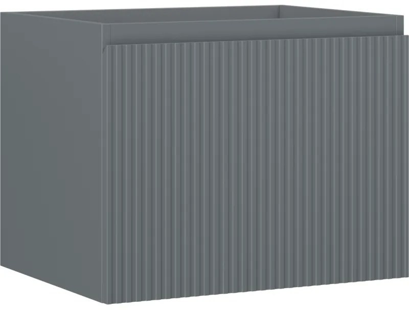 Mexen Rivel, kúpeľňová skrinka 60 cm, 1 zásuvka, drážkovaná, grafitová matná, 91A20-06047-1-BF66