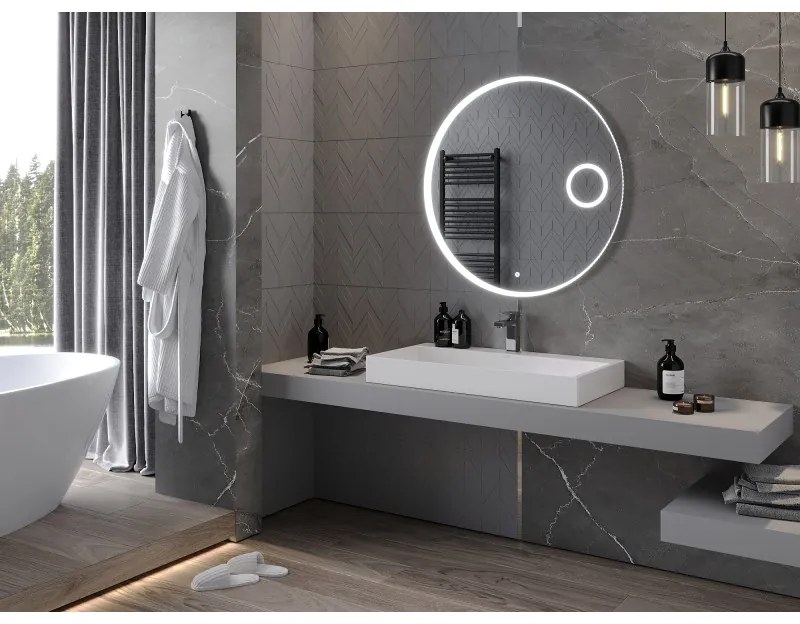 Mexen Ella, LED kúpeľňové zrkadlo s podsvietením a kozmetickým zrkadielkom 90x90 cm, 6000K, ochrana proti zahmlievaniu, 9811-090-090-611-00