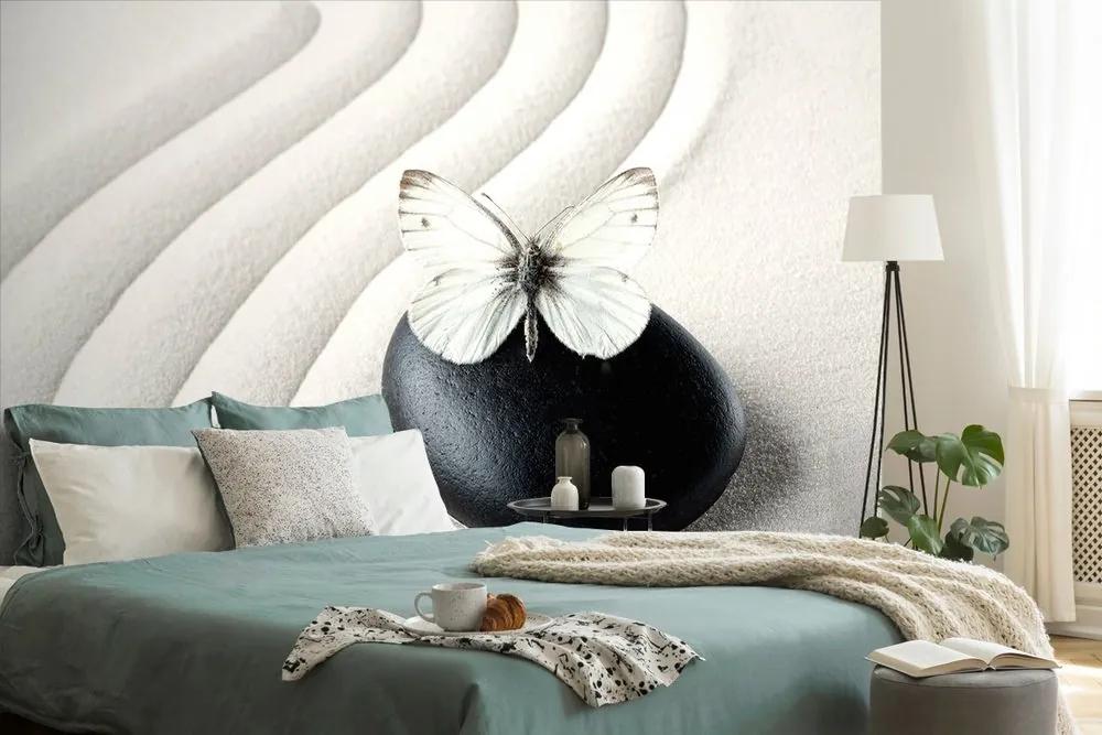 Tapeta Zen kameň s motýľom - 450x300