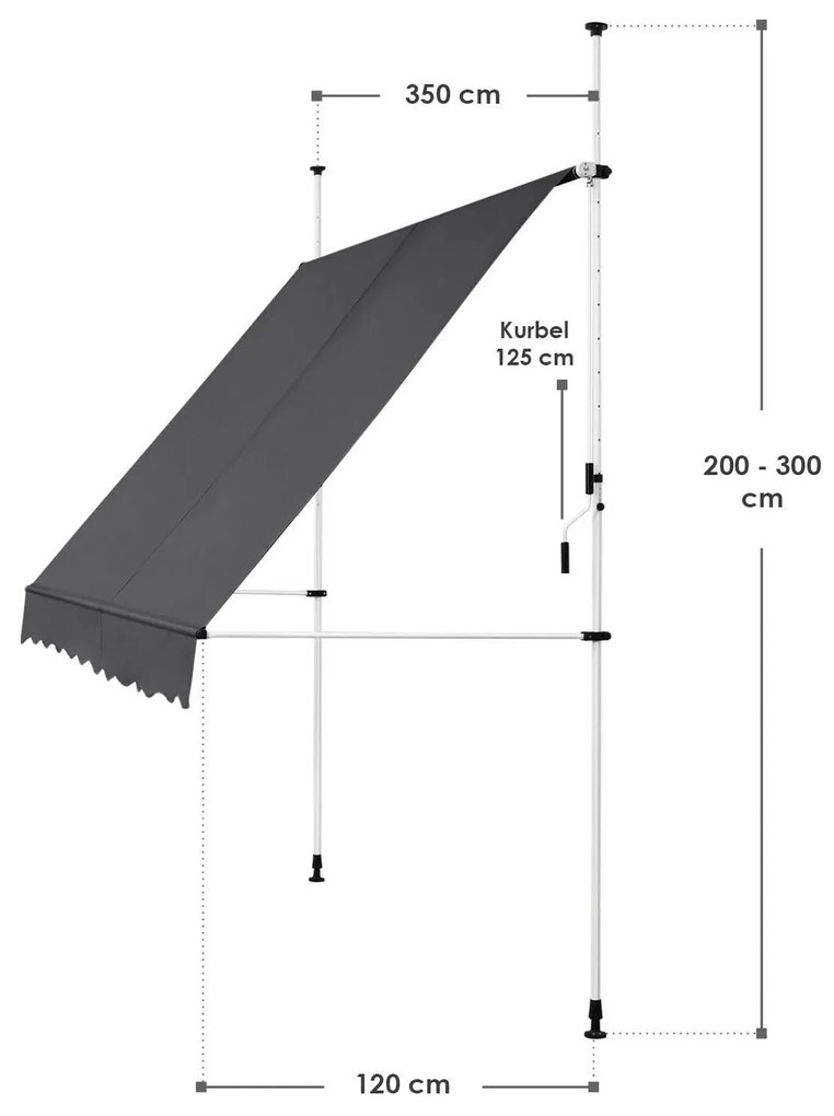 InternetovaZahrada Upínacia markíza Kuwait 350 x 120 cm - šedá