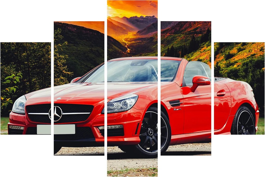 Obraz - červený Mercedes (150x105 cm)