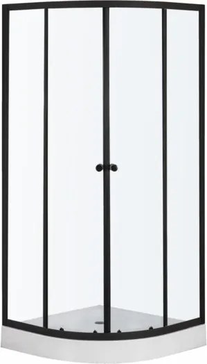 Novoterm Štvrťkruhový sprchový kút NV-Leo 90x90 čierna/transparent + vanička