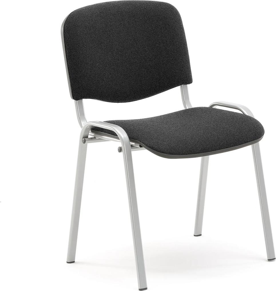 Konferenčná stolička Nelson, šedá tkanina, šedý podstavec