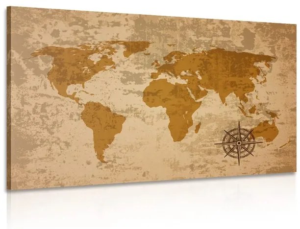 Obraz stará mapa sveta s kompasom Varianta: 120x80
