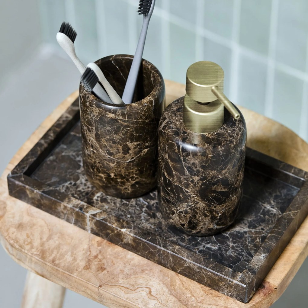 House Doctor Mramorový stojanček na kefky Able Brown