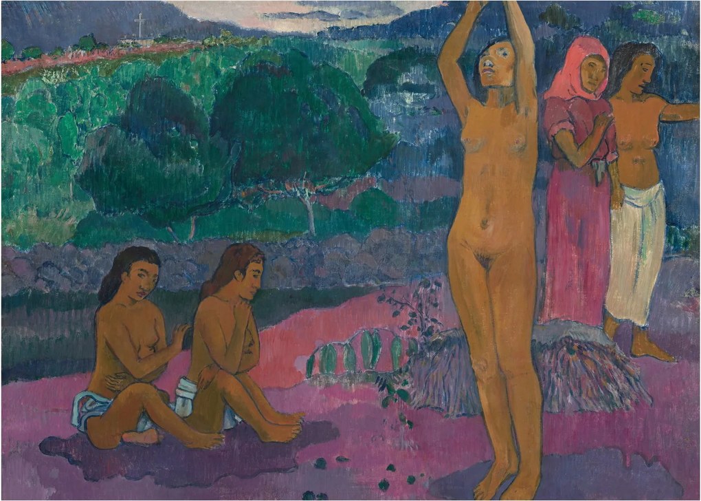 Sklenený obraz - Paul Gauguin, The Invocation, reprodukcia (70x50 cm)